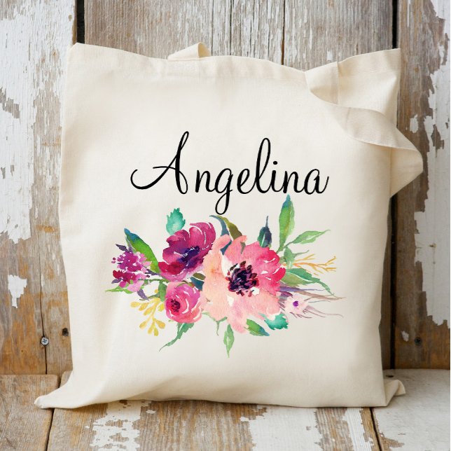 Modern Floral Bridesmaid Personalized-4 Tote Bag (Creator Uploaded)