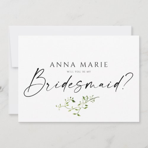 Modern Floral Bridesmaid Wedding Proposal Card