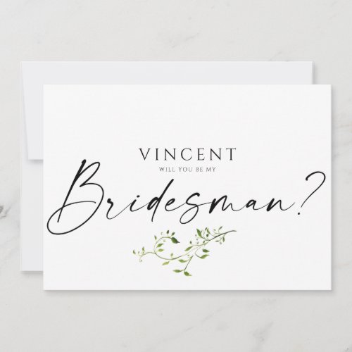 Modern Floral Bridesman Bridal Proposal Flat Card