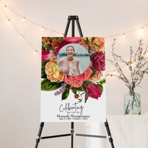 Modern Floral Bright Funeral Welcome Sign