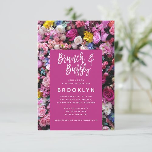 Modern Floral Brunch and Bubbly Bridal Shower Invitation