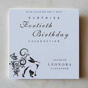 Modern Floral Bunny ANY Surprise Birthday Party Invitation