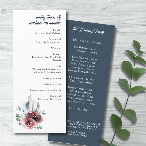 Modern Floral Burgundy Navy Peach Blush Program