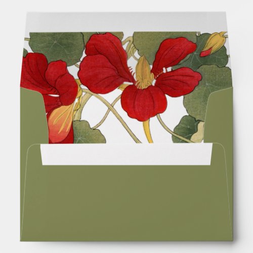 Modern Floral Burnt Orange Sage Monogram Envelope