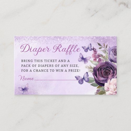 Modern Floral Butterfly Diaper Raffle Baby Shower  Enclosure Card