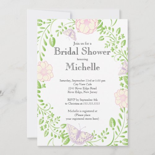 Modern Floral Butterfly Garden Bridal Shower Card
