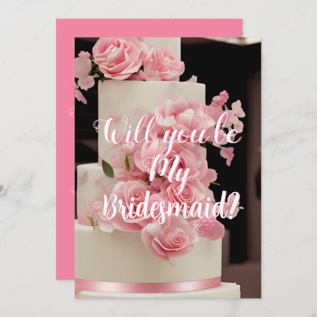 Modern Floral Cake Brides Maid Invitation Request (Front/Back)