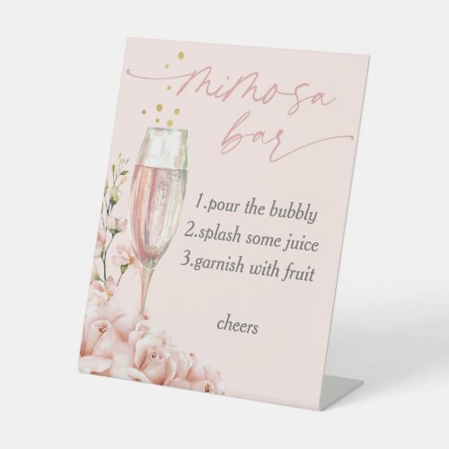 Modern floral calligraphy chic mimosa bar sign