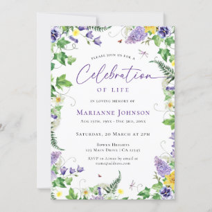 Modern Floral Celebration of Life Funeral Invitation