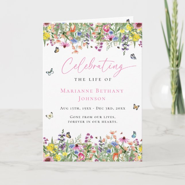 Modern Floral Celebration of Life Funeral Program (Front)