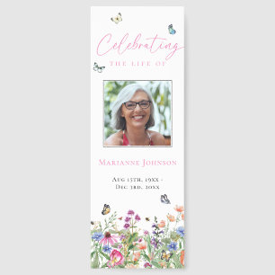 Modern Floral Celebration of Life Memorial Bookmarks