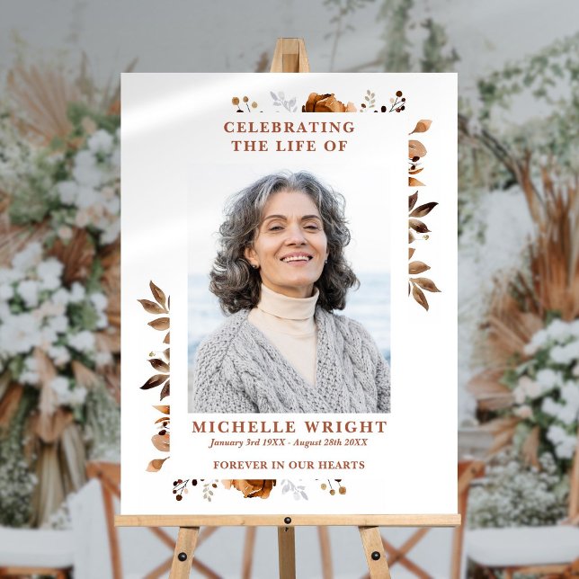 Modern Floral Celebration Of Life Photo Sign (Modern Floral Celebration Of Life Photo Sign)