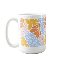 Modern Floral Ceramic Mug Abstract Pastel Flower 