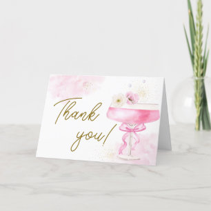Modern Floral Champagne Brunch Bubbly Baby Shower Letterpress Thank You Card