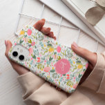 Modern floral chic blush pink monogrammed iPhone 15 case<br><div class="desc">Romantic chic feminine iPhone case with a pattern of watercolor pastel pink,  yellow,  blue,  and sage green pretty blooms and foliage. Personalize it with your monogram / name initial in an elegant editable script calligraphy!</div>