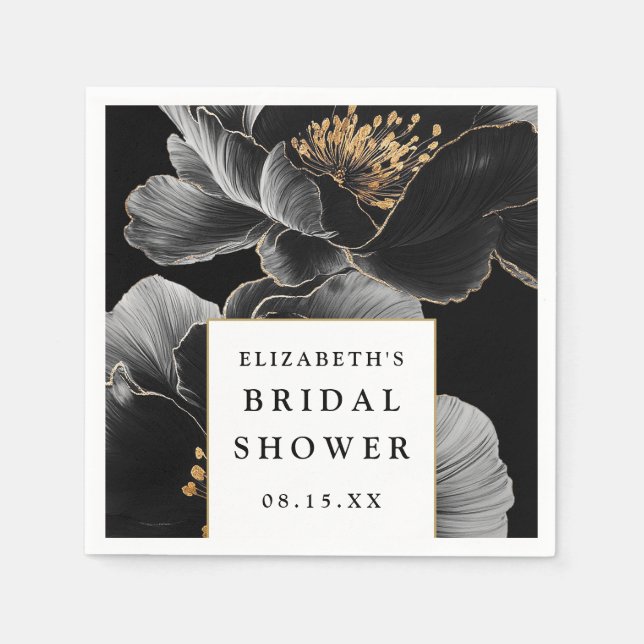 Modern Floral Chic Elegant Bridal Shower Napkins (Front)