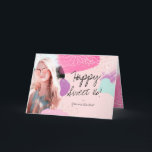 Modern floral chic happy birthday photo sweet 16 card<br><div class="desc">Happy Birthday! A cool,  modern and trendy sweet 16 birthday card,  add your photo to this hand painted abstract pastel brushstrokes,  in pink,  mint,  purple,  and rose gold glitter polka dots brush,  with a cool hand written typography.The pink frame color is fully editable.</div>