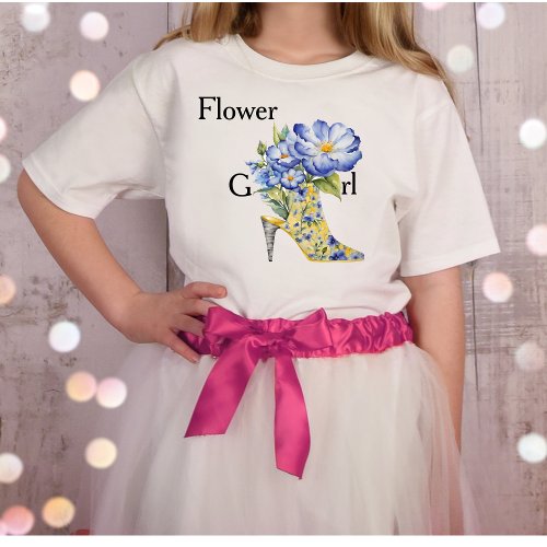 Modern  Floral Chinoiserie High_Heel Flower Girl T_Shirt