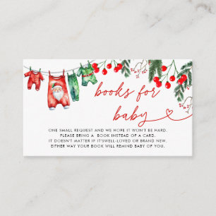 Modern Floral Christmas Baby Shower Books for Baby Enclosure Card