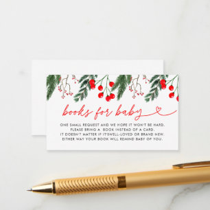 Modern Floral Christmas Baby Shower Books for Baby Enclosure Card