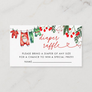 Modern Floral Christmas Baby Shower Diaper Raffle Enclosure Card