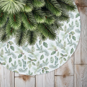 Modern Floral Christmas Brushed Polyester Tree Skirt