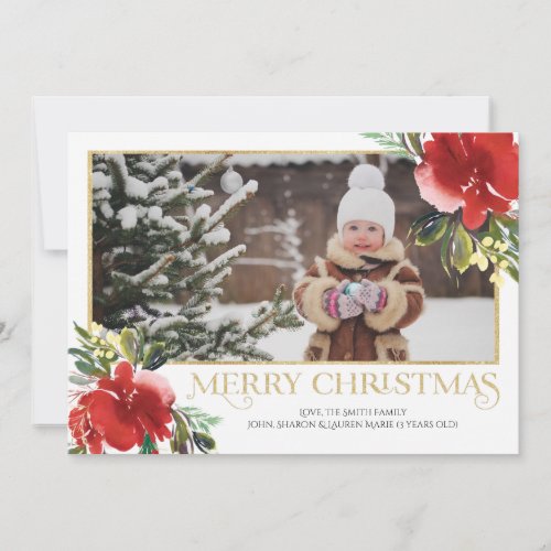 Modern Floral Christmas Photo Card