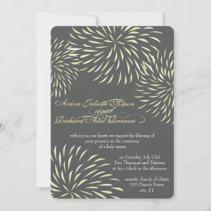 Modern Floral Chrysanthemum Gray and Yellow Invitation