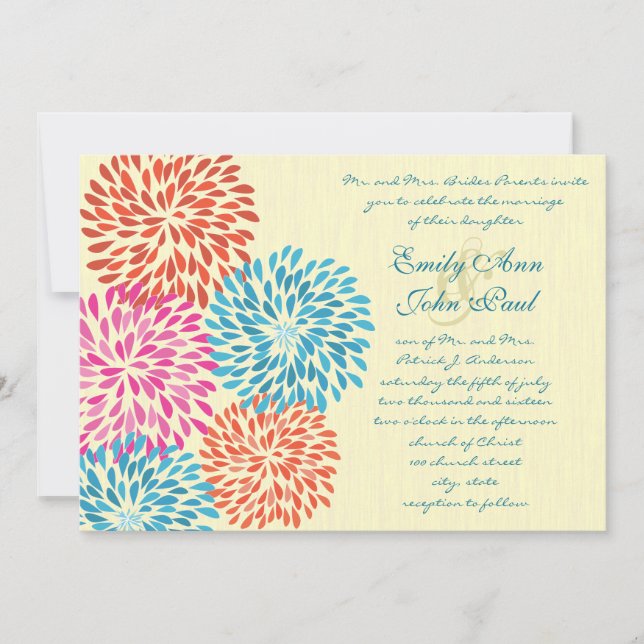 Modern Floral Chrysanthemum Wedding Invitations (Front)