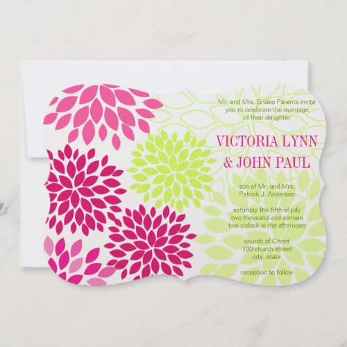Modern Floral Chrysanthemum Wedding Invitations