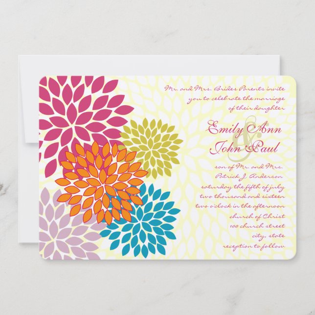 Modern Floral Chrysanthemum Wedding Invitations (Front)