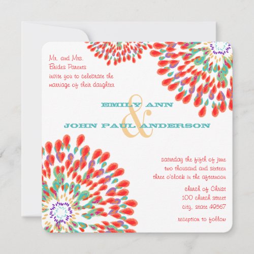 Modern Floral Chrysanthemum Wedding Invitations