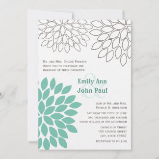 Modern Floral Chrysanthemum Wedding Invitations