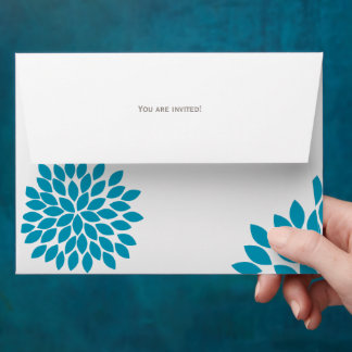 Modern Floral Chrysanthemum Wedding Invitations Envelope