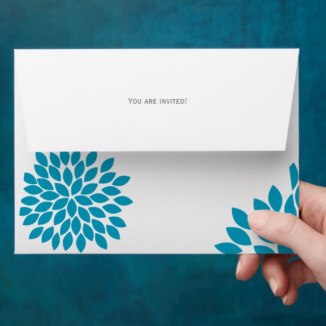 Modern Floral Chrysanthemum Wedding Invitations Envelope (Hand)
