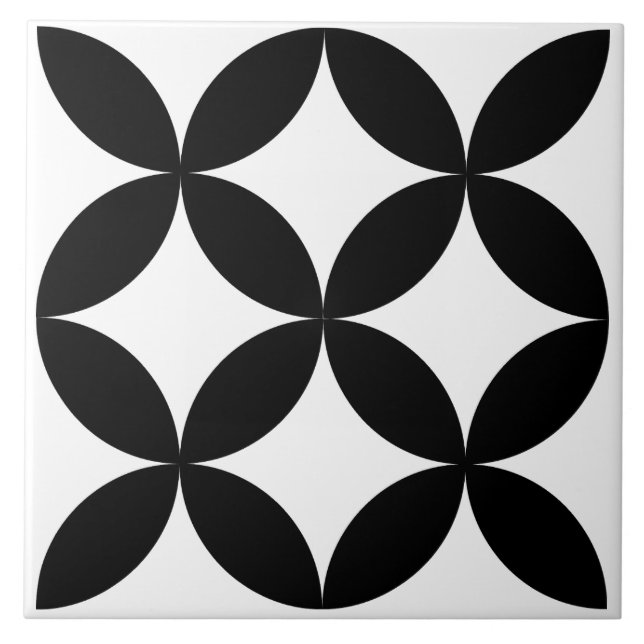 Modern Floral Circle Geometric Pattern Ceramic Tile (Front)