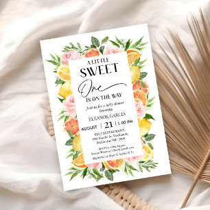 Modern Floral Citrus Frame Sweet One Baby Shower Invitation