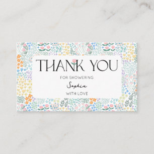 Modern Floral Colorful Baby In Bloom Baby Shower Business Card