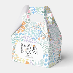 Modern Floral Colorful Baby In Bloom Baby Shower Favor Boxes