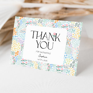Modern Floral Colorful Baby In Bloom Baby Shower Thank You Card
