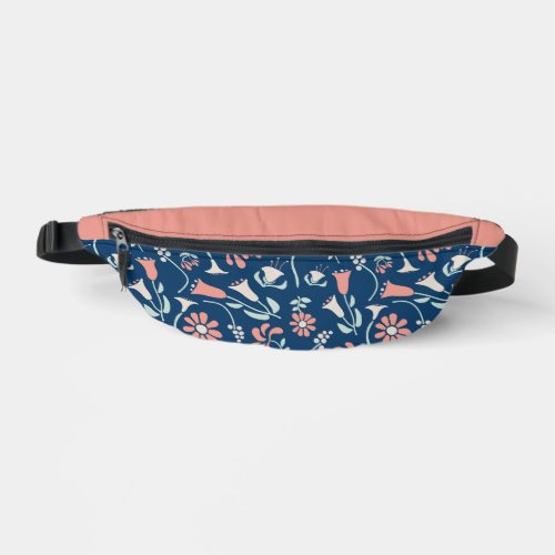 Modern Floral Coral Navy Mint Green Patterned Fanny Pack