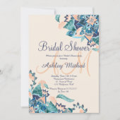 Modern floral coral teal watercolor Bridal Shower Invitation (Front)