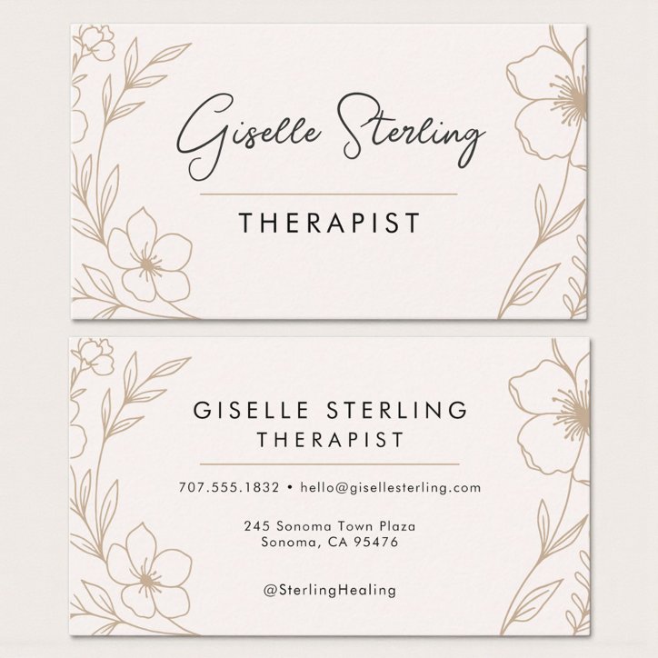 Modern Floral Counseling Professional Business Card