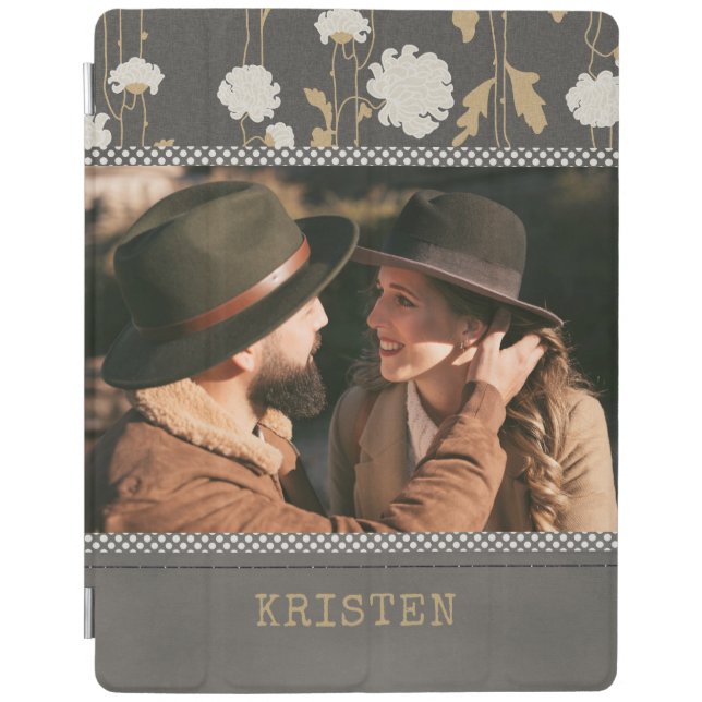 Modern Floral Country Personalized Photo Name iPad Smart Cover (Front)