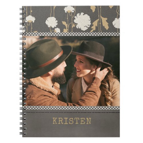 Modern Floral Country Personalized Photo Name Notebook