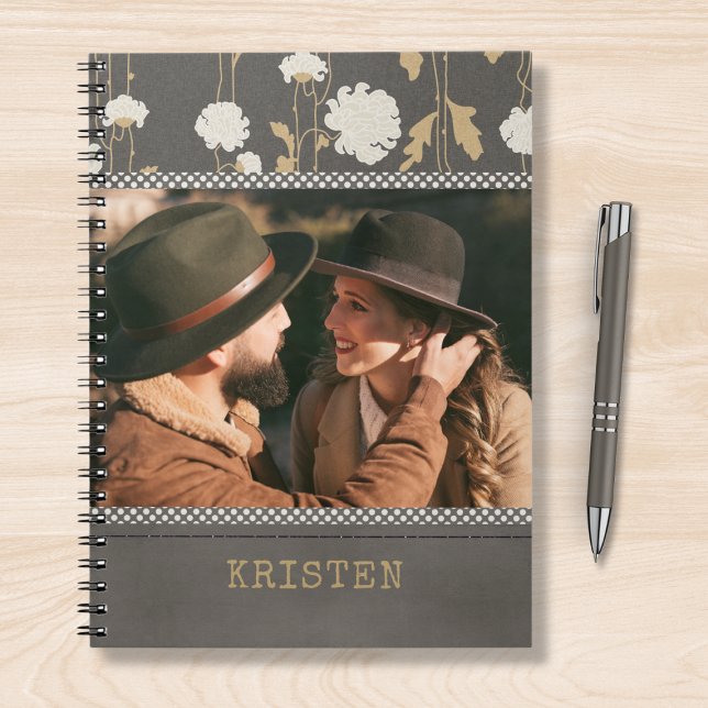 Modern Floral Country Personalized Photo Name Notebook (Creator Uploaded)