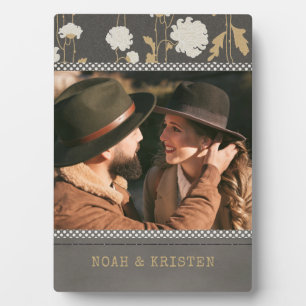 Modern Floral Country Personalized Photo Name Plaque