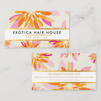MODERN FLORAL creative flower orange pink Business Card