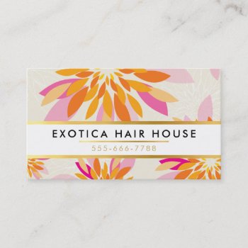 Modern Floral Creative Flower Orange Pink Business Card by edgeplus at Zazzle