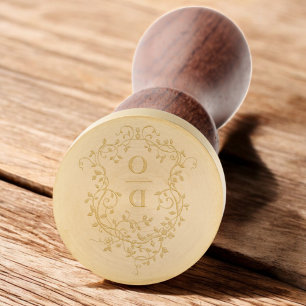 Modern Floral Crest Monogram Wedding  Wax Seal Stamp
